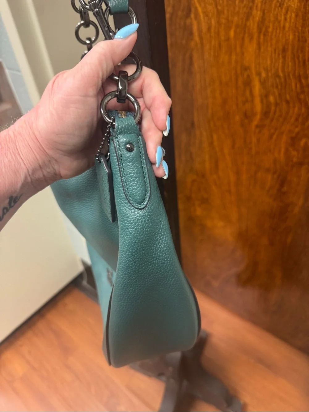 Coach Pebbled Leather Hobo Bag in Teal Green - Beautiful